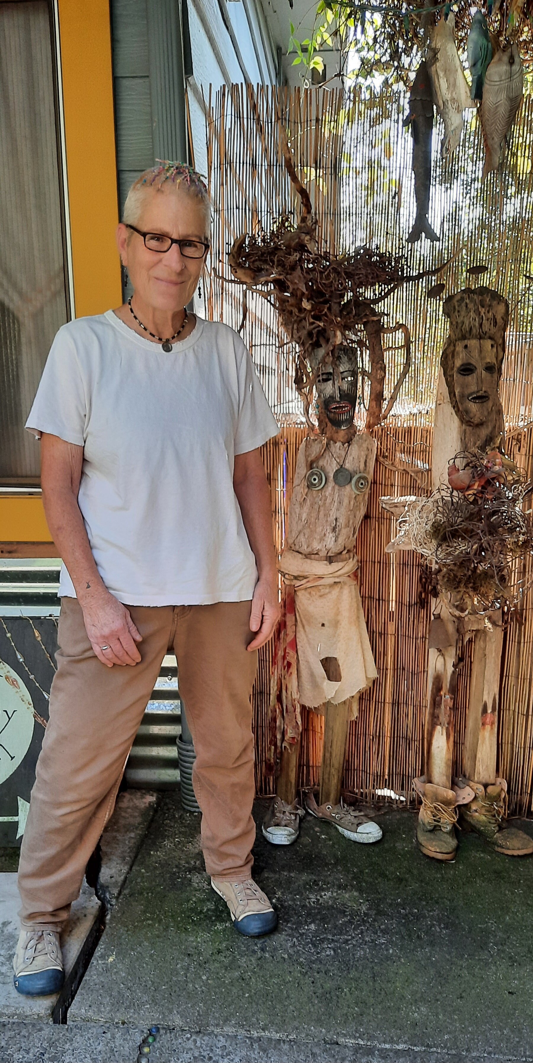   dj whelan is this year's AIRE artist In residence at the Jefferson County Waste Transfer Station. An unveiling of her work installed in the transfer station's sculpture garden takes place Monday,  Oct. 27 at 5pm. Photo by Kathie Meyer   