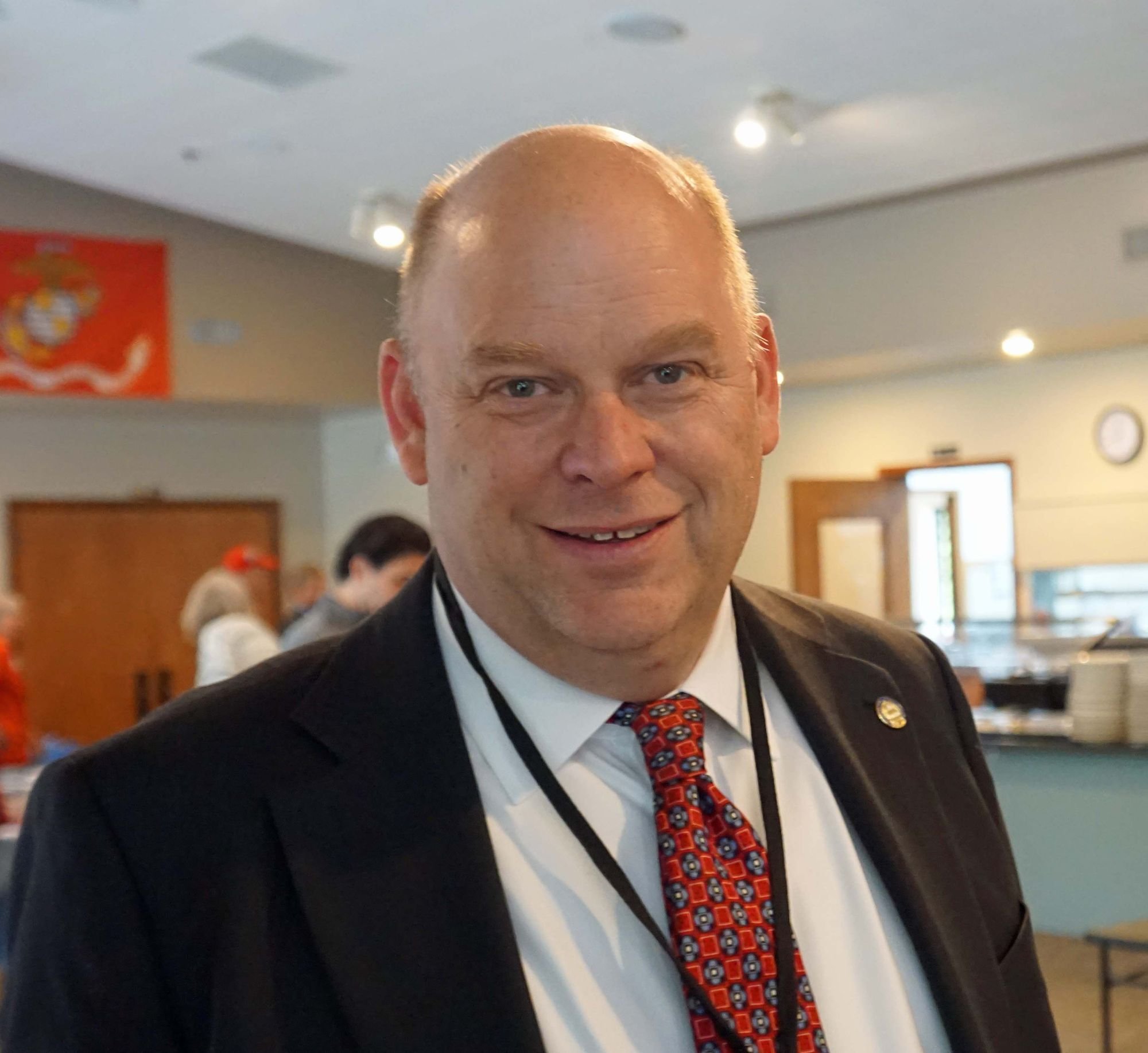   Republican Congressional candidate Drew MacEwen, during a recent Port Townsend appearance. Beacon photo by Charlie Bermant  