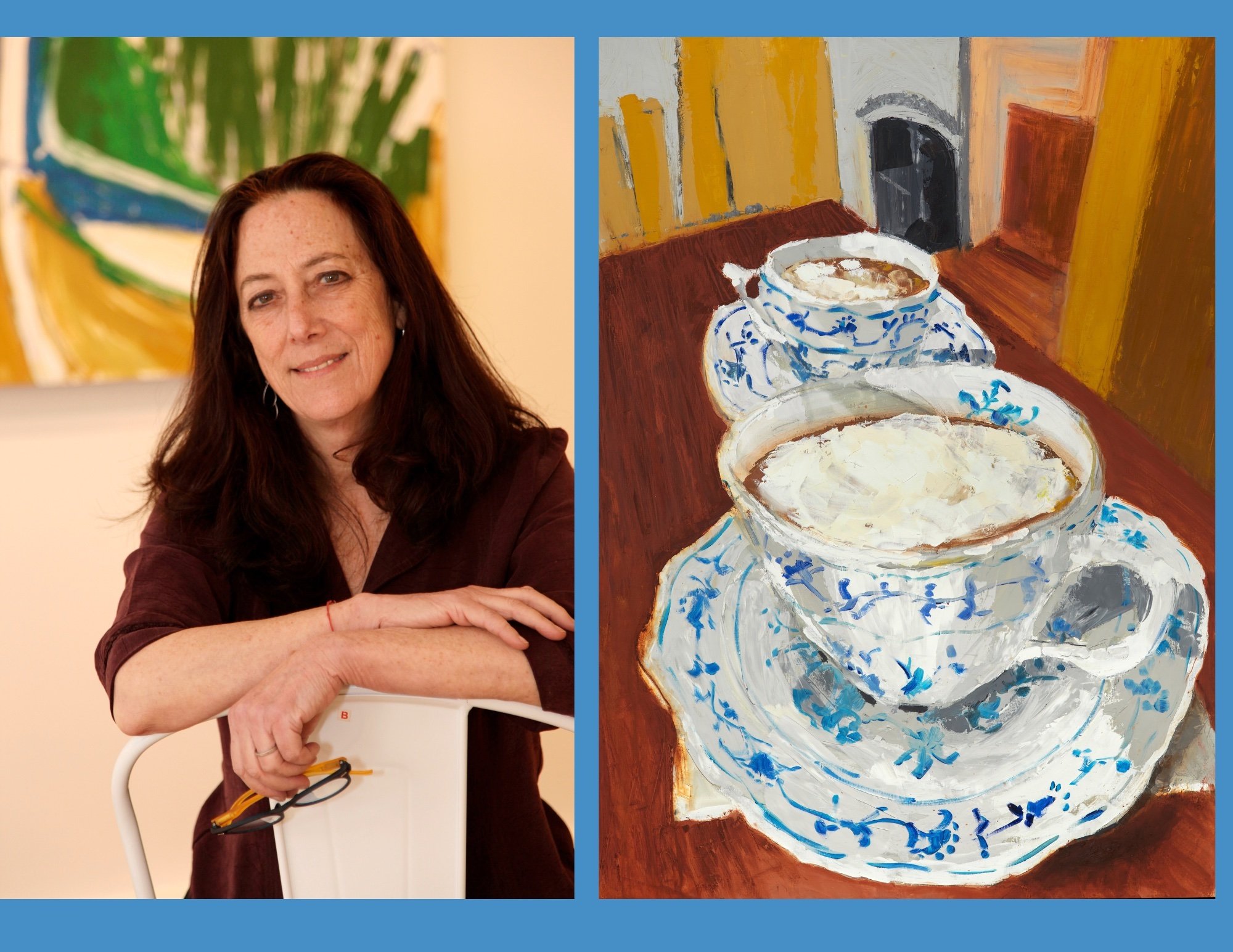   Meg Kaczyk, pictured with one of her paintings in her book 