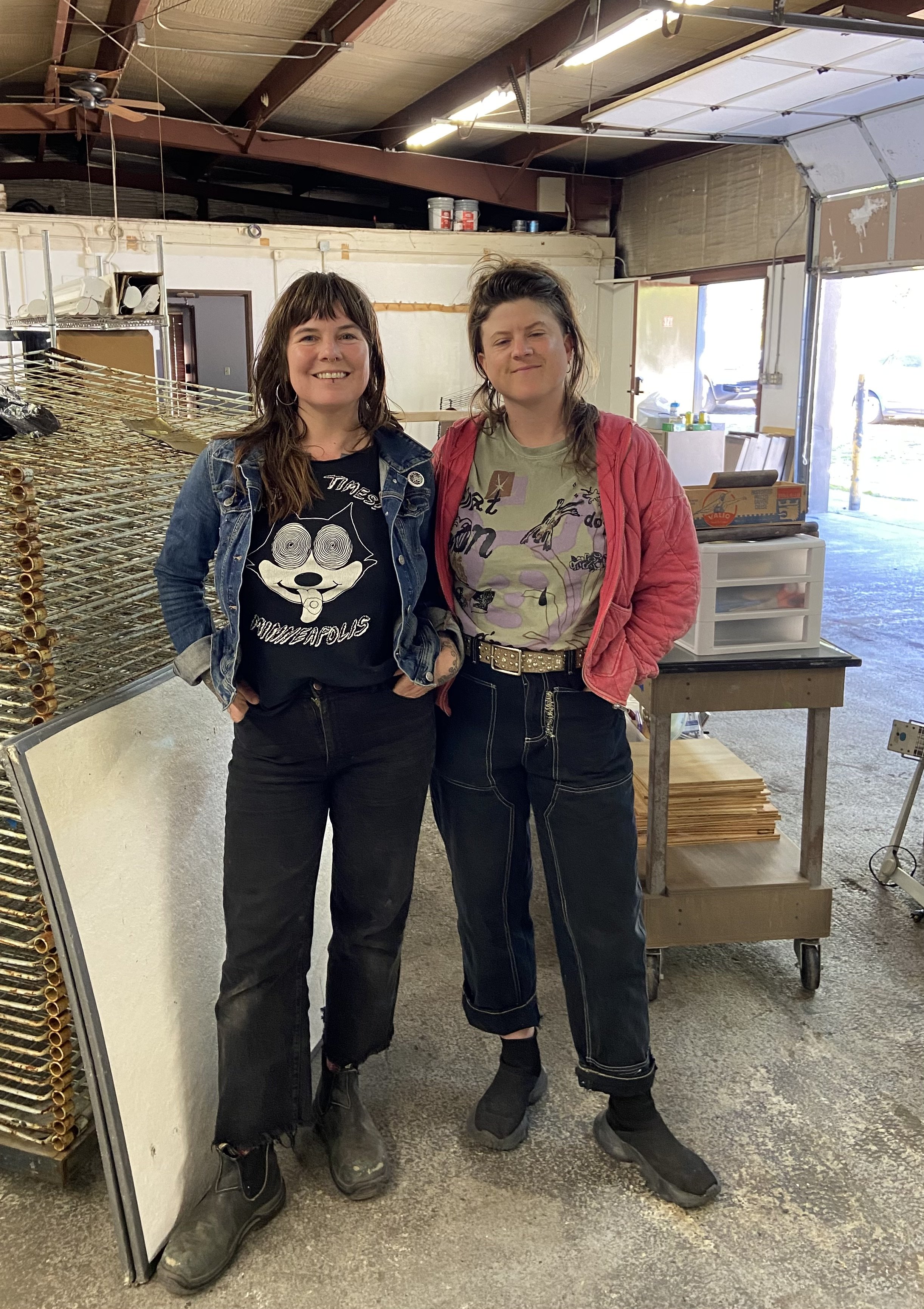   Heidi Tucker (L) and Claire Ragland in their future community print shop. Photo by Nhatt Nichols  