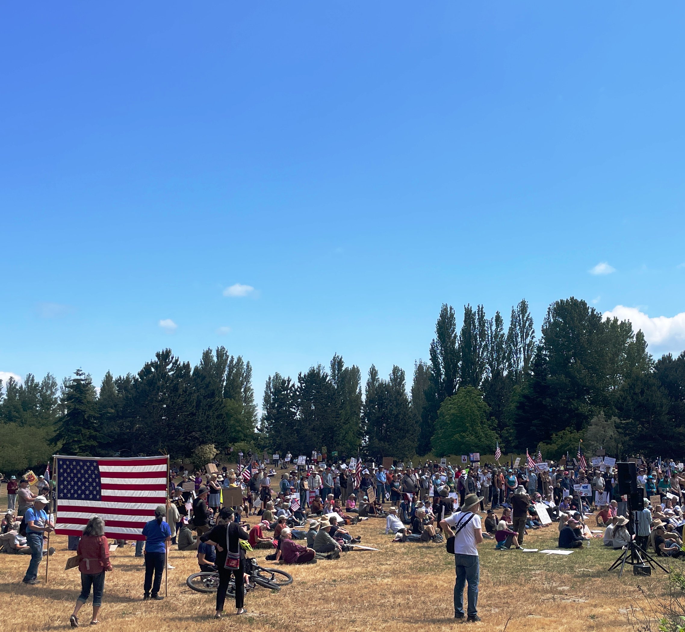   The protest culminated in a rally at Kah Tai Lagoon. Photo by Angela Downs  