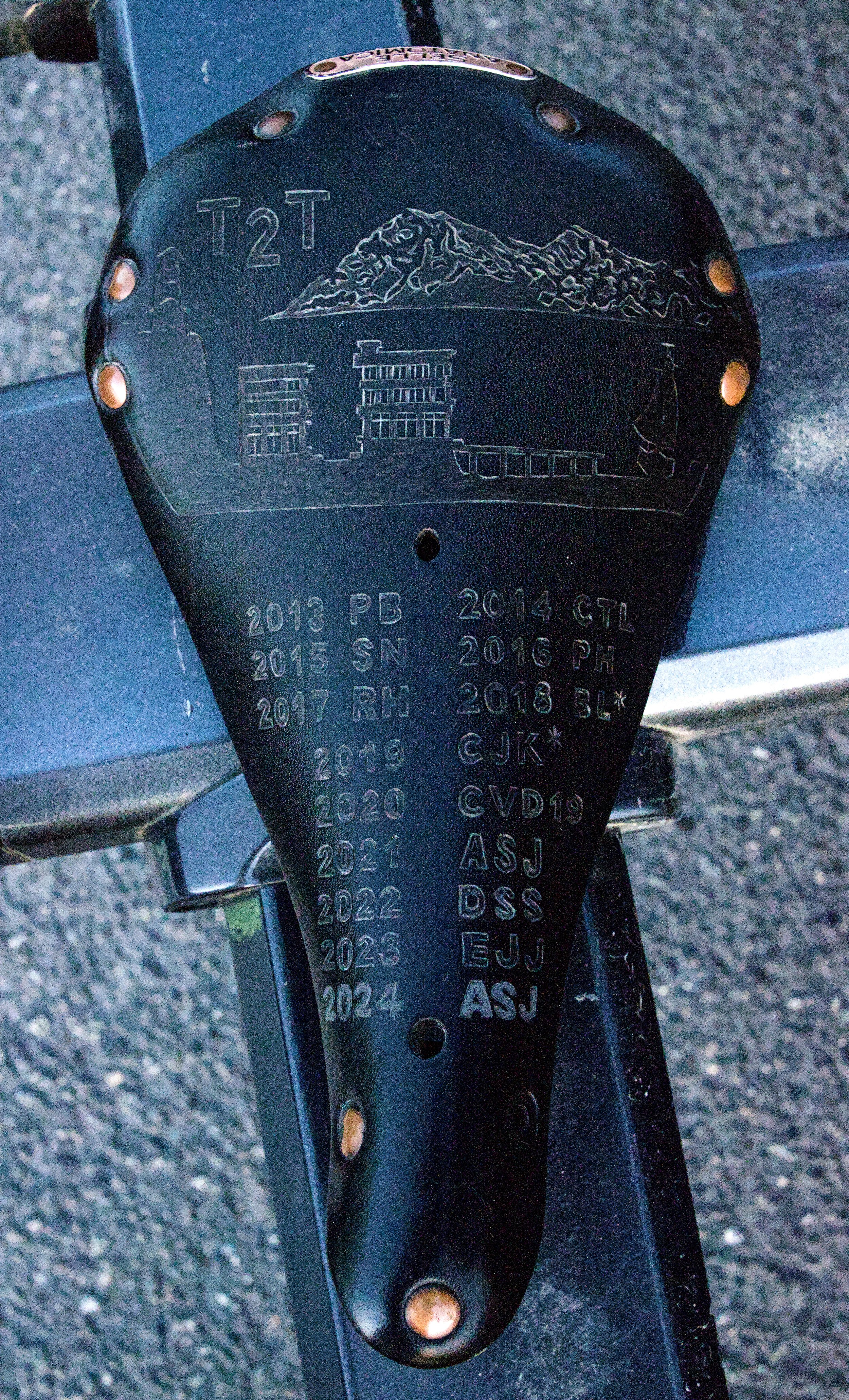   The infamous T2T Saddle has space for one last set of initials, which will be filled with this year’s winner. Photo by Nhatt Nichols  