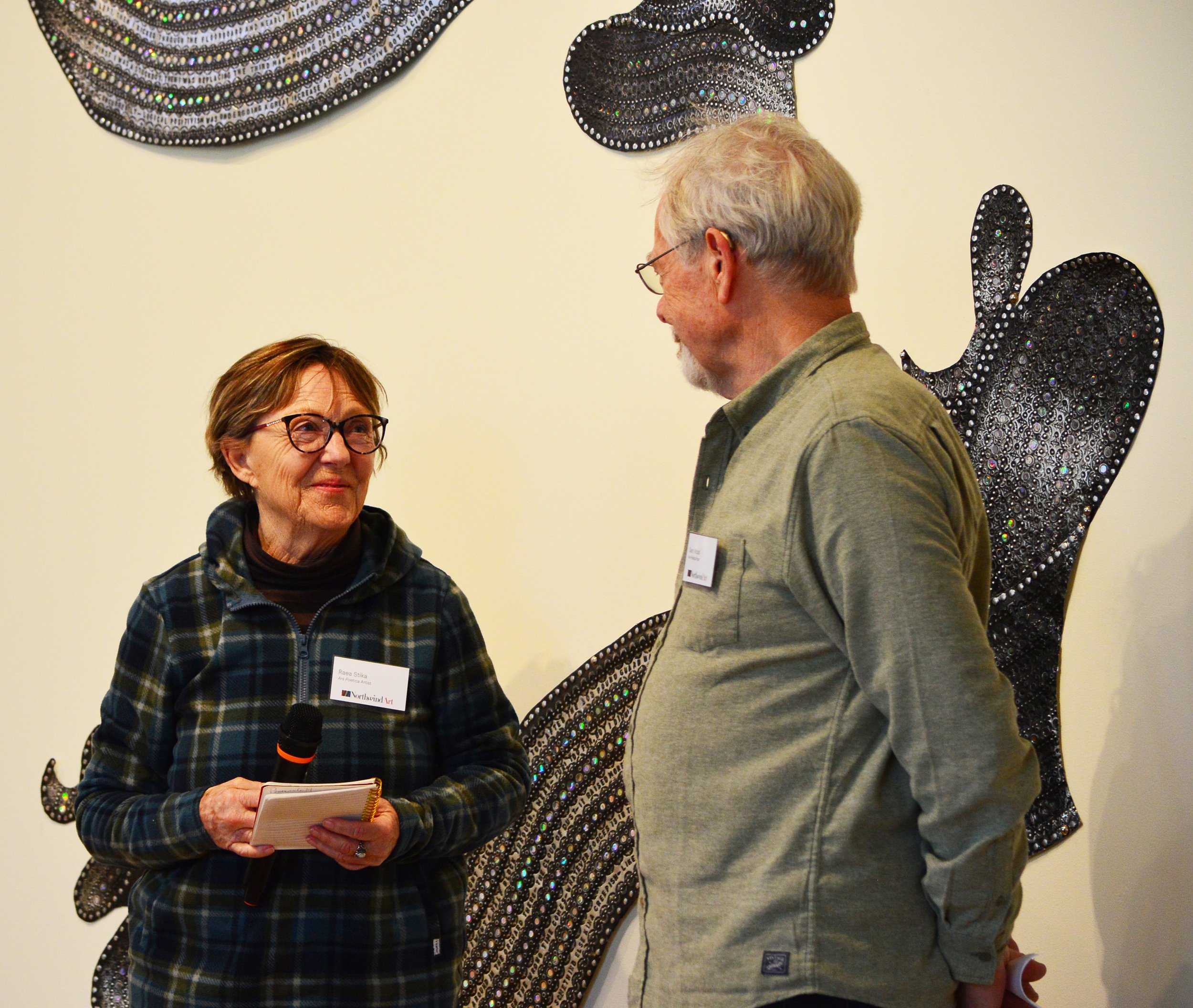   Artist Raea Stika and poet Gary Wood share inspiration in the Ars Poetica exhibit, a pairing of visual art and poetry. The show is at Northwind Art's Jeanette Best Gallery in Port Townsend. photo by Diane Urbani/Northwind Art.   